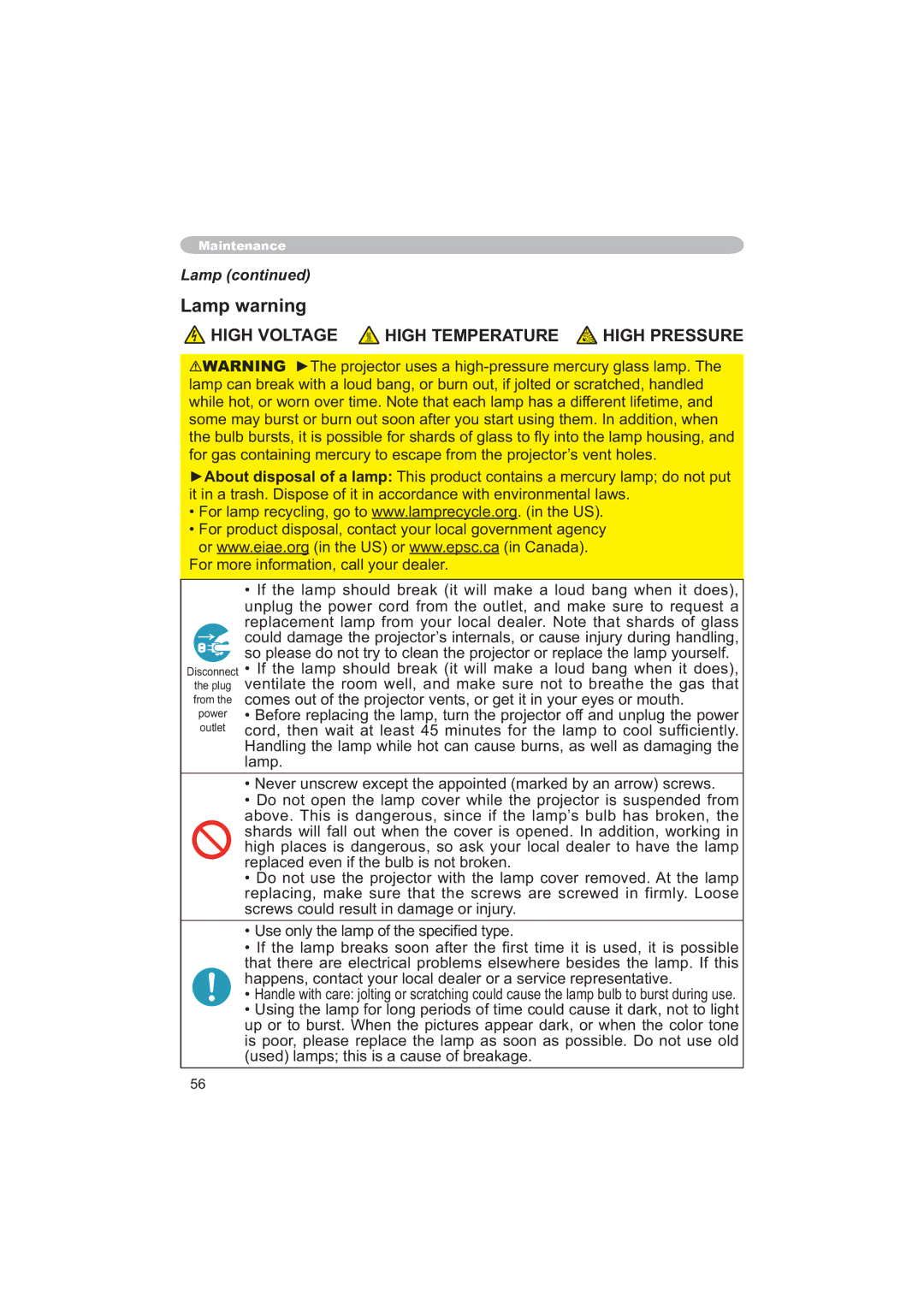 Hitachi CPX6 user manual Lamp warning, Odps, XvhgOdpsvWklvLvDFdxvhRiEuhdndjh 