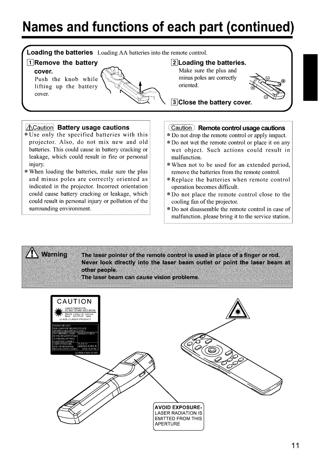 Hitachi CPX960WE user manual Battery Cover TCaution Battery usage cautions 