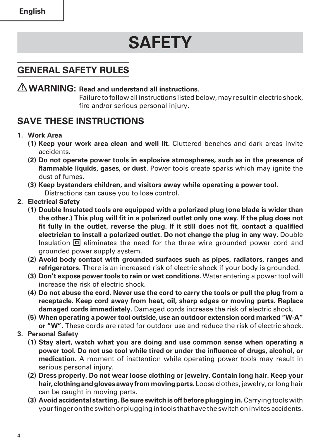 Hitachi CR 13VA instruction manual General Safety Rules 