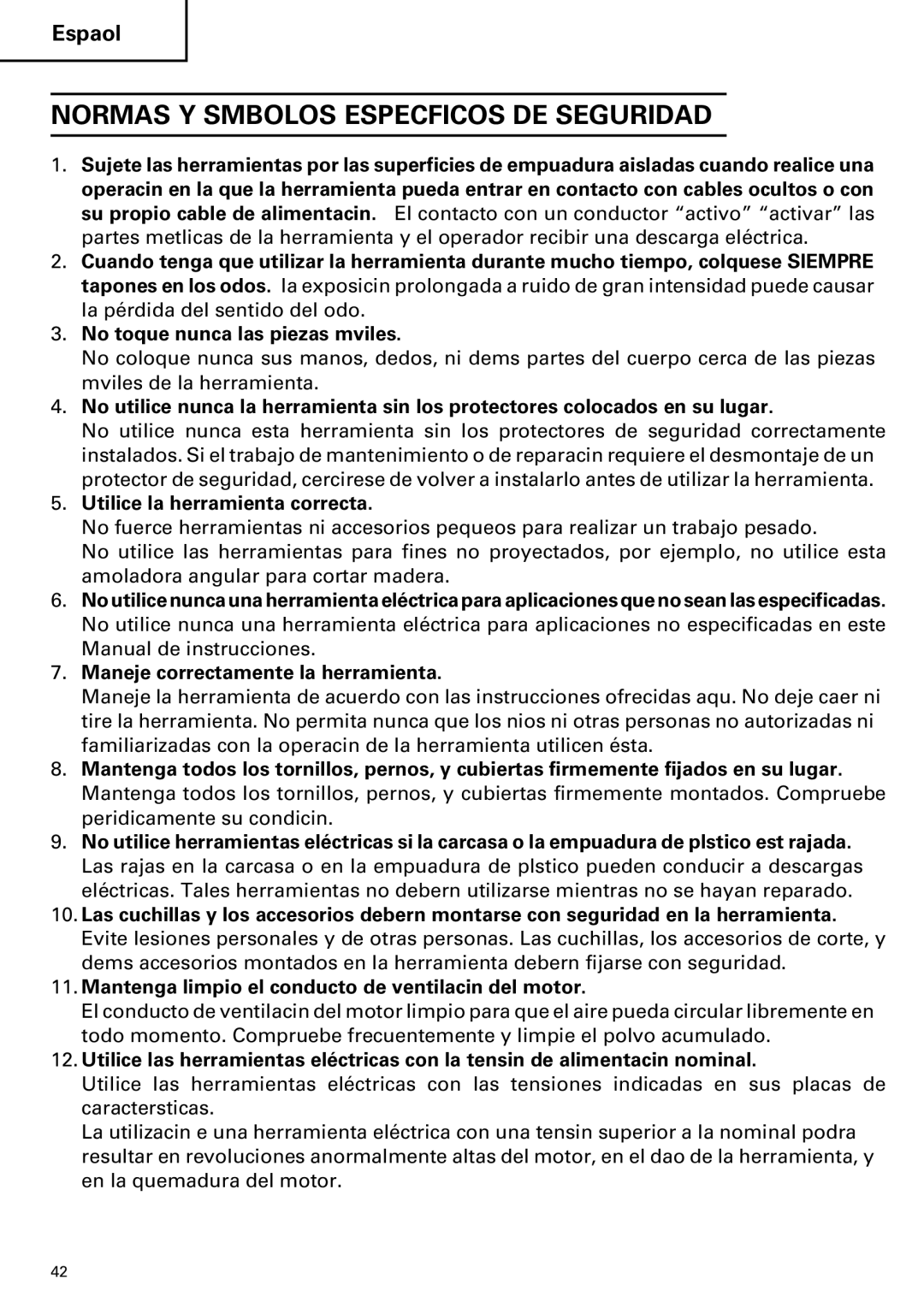 Hitachi CR 13VA instruction manual Normas Y Símbolos Específicos DE Seguridad, Utilice la herramienta correcta 