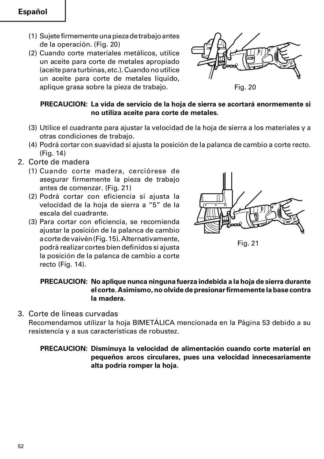 Hitachi CR 13VA instruction manual Corte de madera, Corte de líneas curvadas 