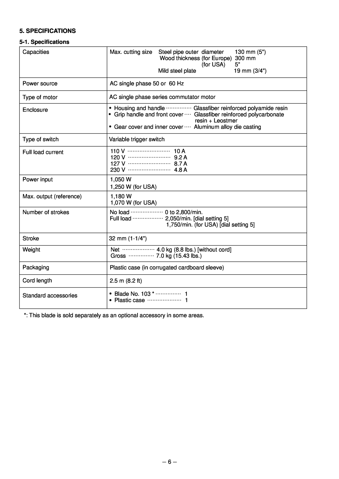 Hitachi CR 13VA service manual Specifications 