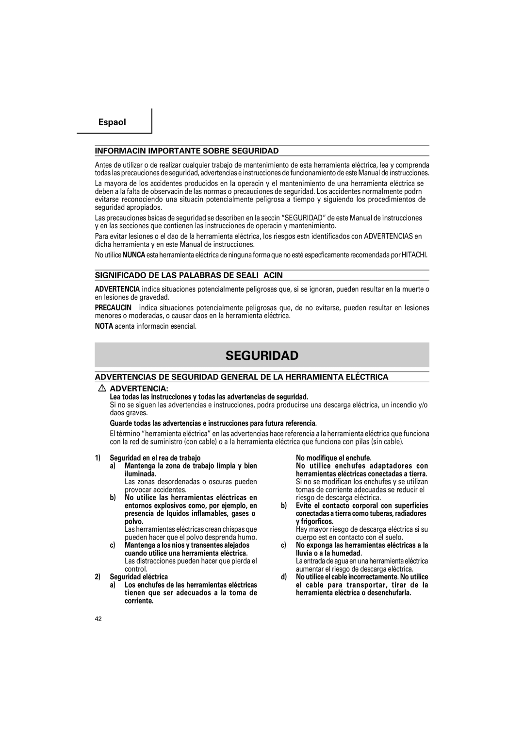 Hitachi CR 14DSL, CR18DSL Información Importante Sobre Seguridad, Significado DE LAS Palabras DE Señalización 