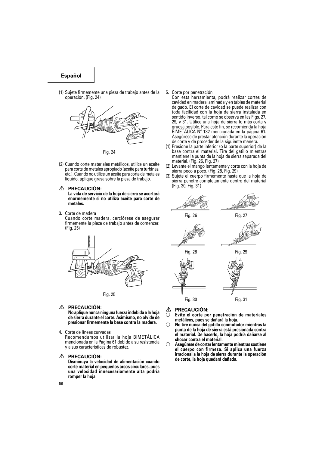 Hitachi CR 14DSL, CR18DSL instruction manual Corte por penetración, Corte de líneas curvadas 