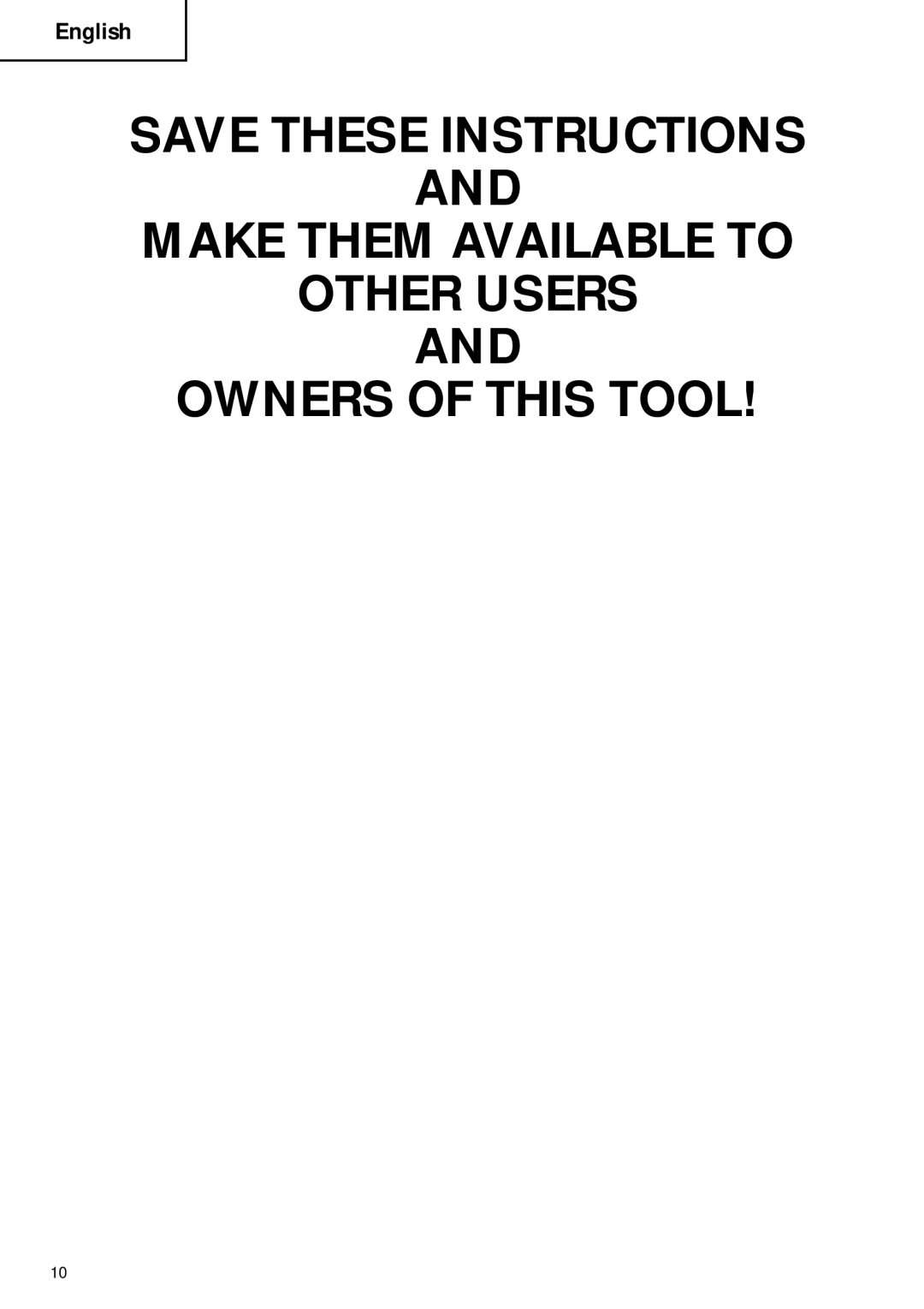 Hitachi CR 18DMR instruction manual Make Them Available to Other Users Owners of this Tool 