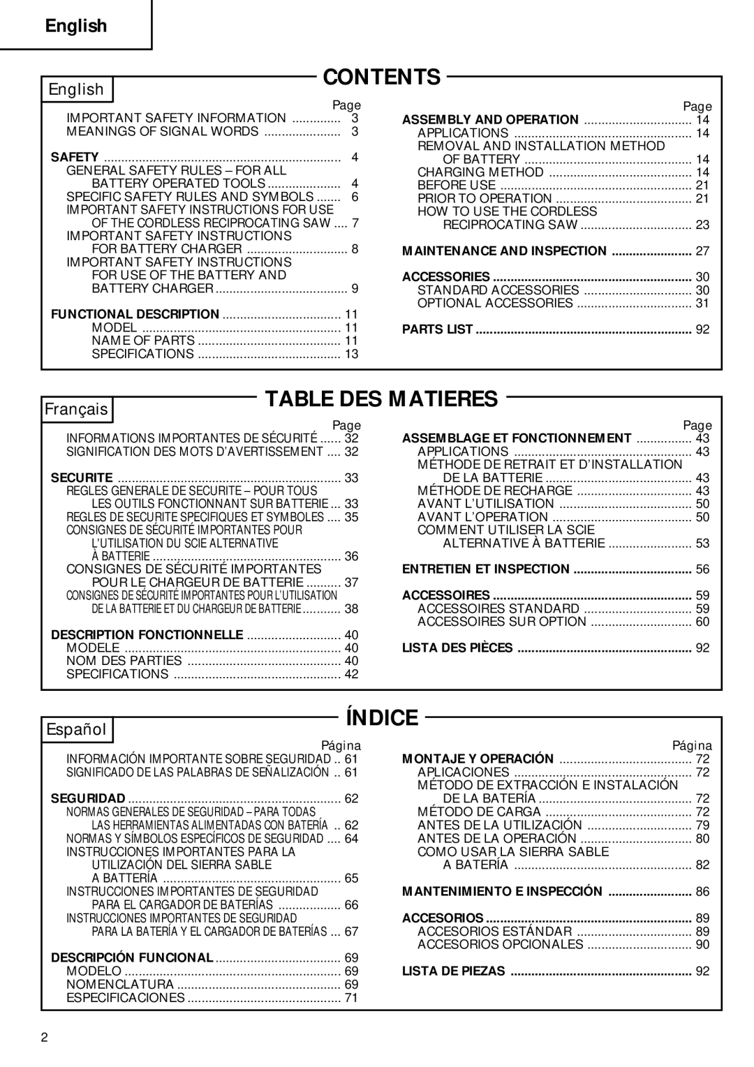 Hitachi CR 18DMR instruction manual Contents 