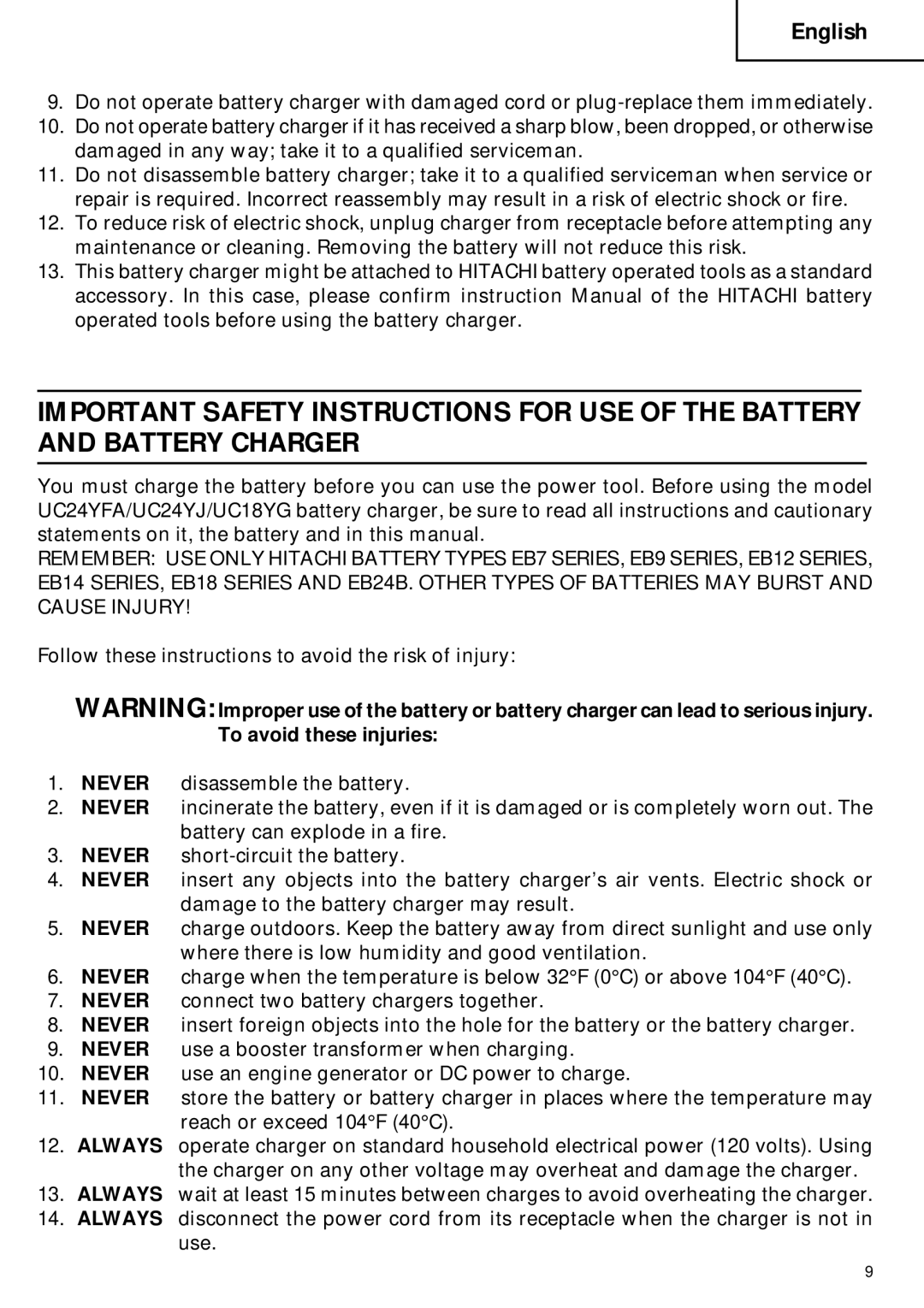 Hitachi CR 18DMR instruction manual English 