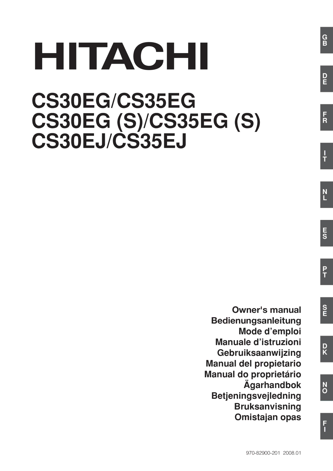 Hitachi CS35EG (S), CS30EG (S) manual CS30EG/CS35EG CS30EG S/CS35EG S CS30EJ/CS35EJ, 970-82900-201 