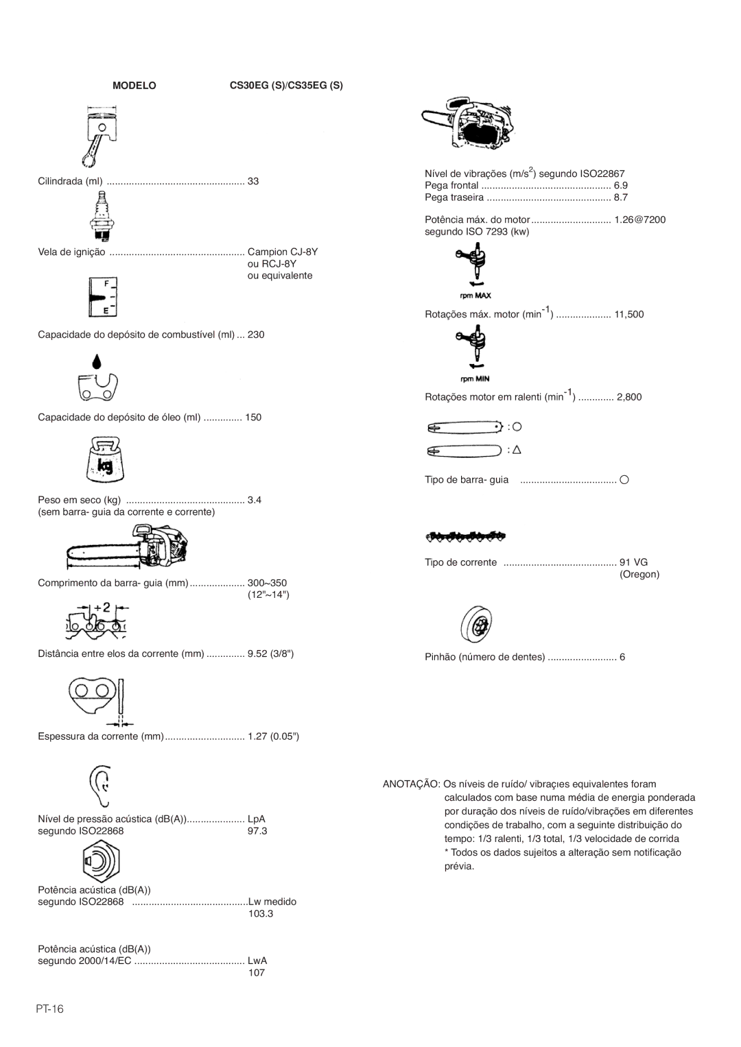 Hitachi CS35EG (S), CS35EJ, CS30EG (S), CS30EJ manual PT-16, Modelo 
