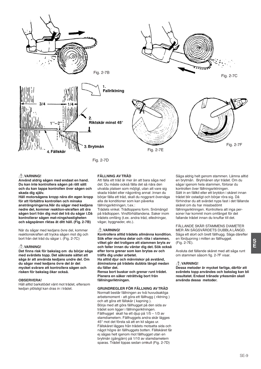 Hitachi CS35EJ, CS35EG (S), CS30EG (S), CS30EJ manual SE-9, Fällning AV Träd 