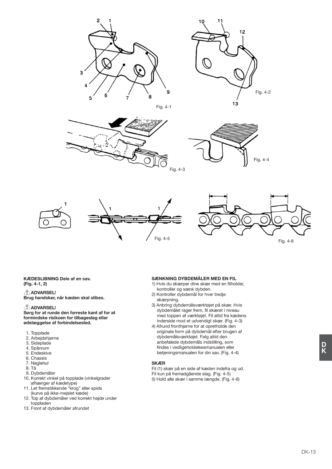 Hitachi CS30EJ, CS35EG (S), CS35EJ, CS30EG (S) manual DK-13, Sænkning Dybdemåler MED EN FIL 