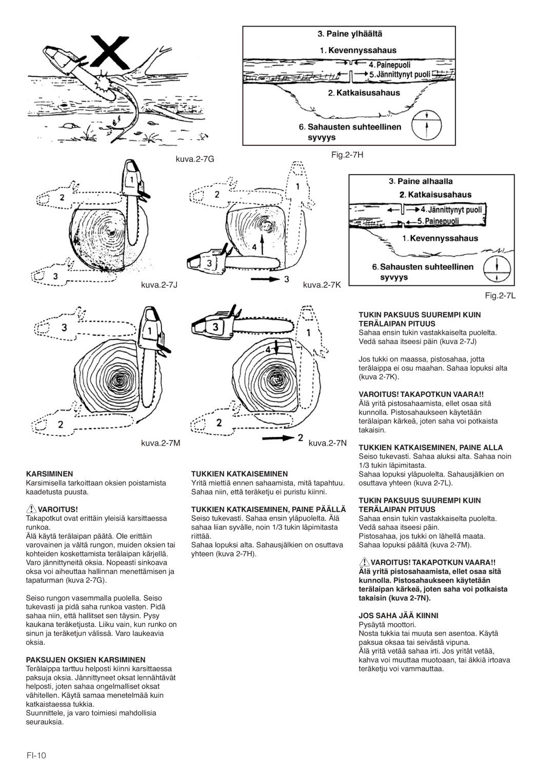 Hitachi CS30EG (S), CS35EG (S), CS35EJ, CS30EJ manual Kuva.2-7GFig.2-7H Kuva.2-7J Kuva.2-7K Kuva.2-7M Kuva.2-7N, FI-10 