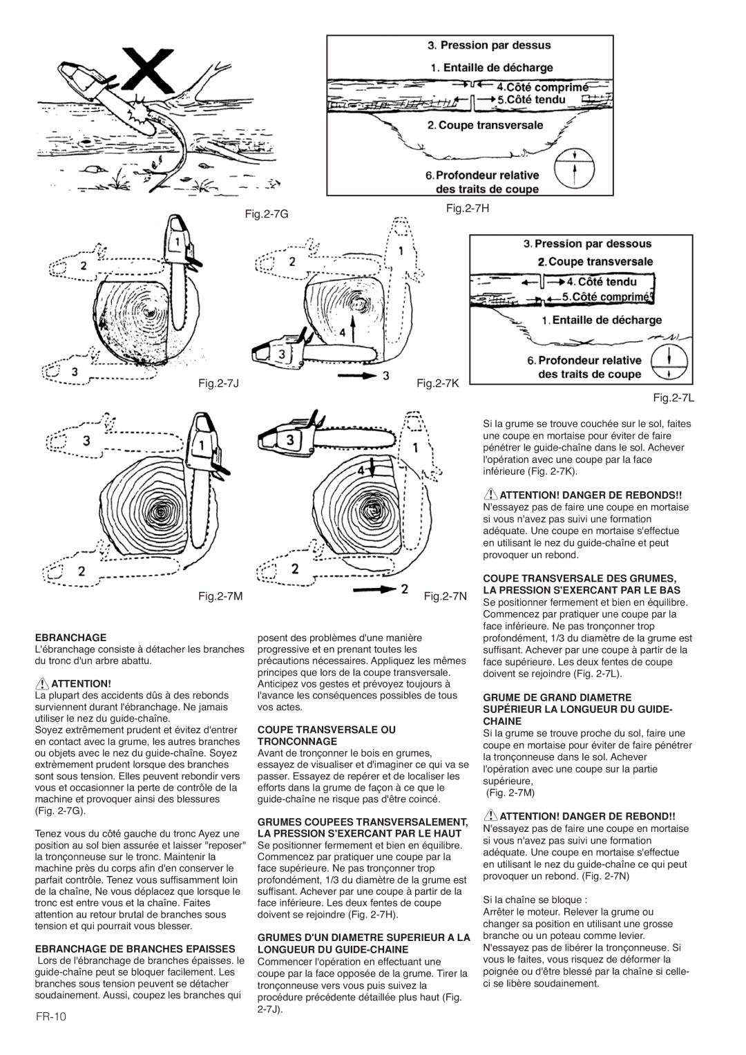 Hitachi CS35EG (S), CS35EJ, CS30EG (S), CS30EJ manual FR-10, Ebranchage, Coupe Transversale OU Tronconnage 