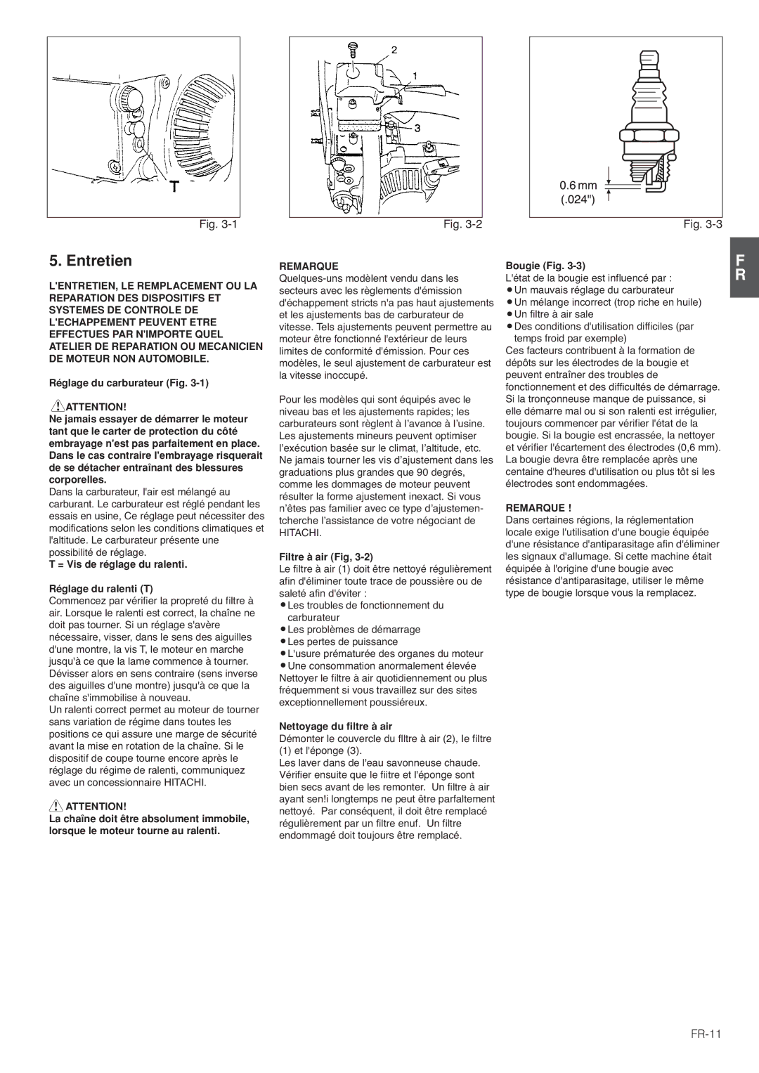 Hitachi CS35EJ, CS35EG (S), CS30EG (S), CS30EJ manual Entretien, FR-11 