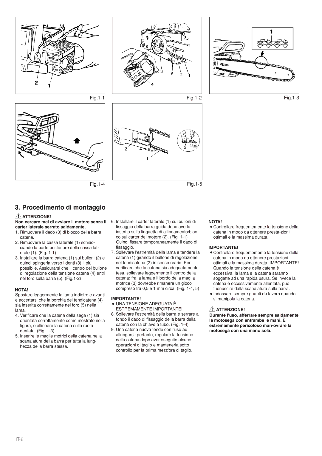 Hitachi CS35EG (S), CS35EJ, CS30EG (S), CS30EJ manual Procedimento di montaggio, IT-6, Attenzione, Importante 