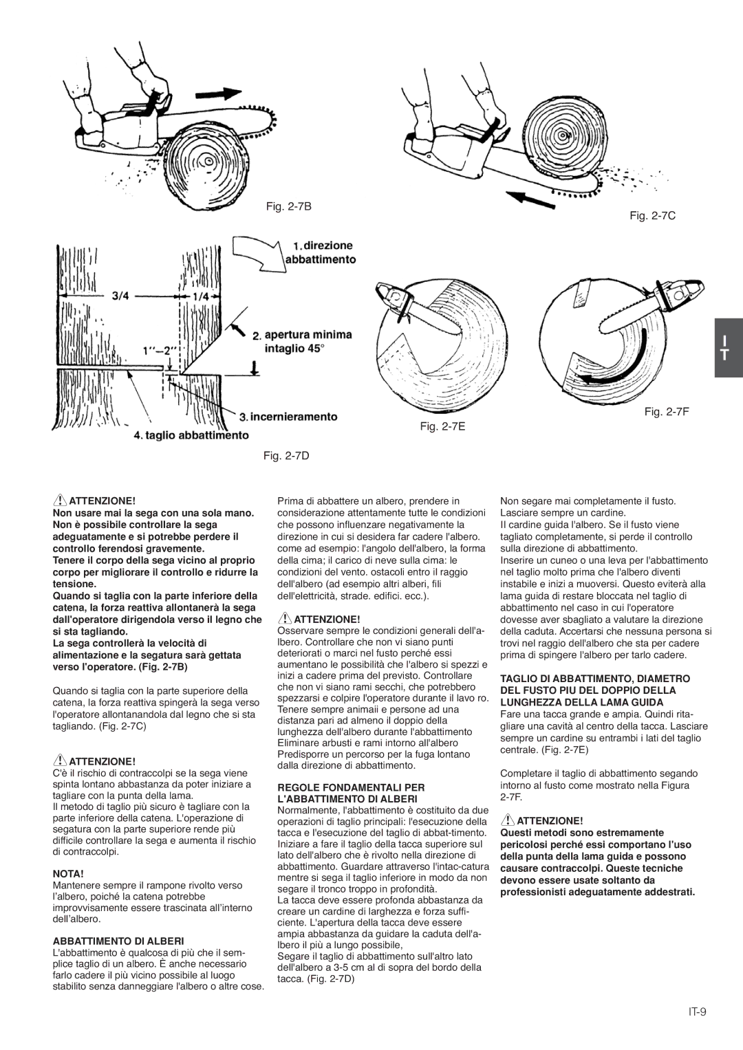 Hitachi CS30EJ, CS35EG (S), CS35EJ, CS30EG (S) manual IT-9, Regole Fondamentali PER Labbattimento DI Alberi 