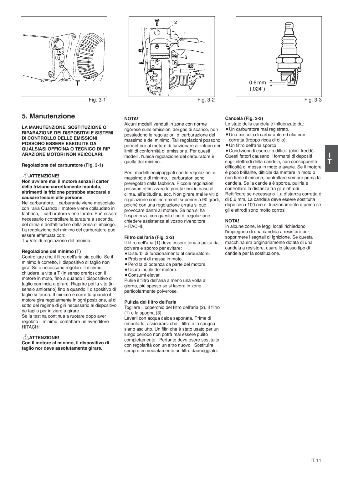 Hitachi CS35EG (S), CS35EJ, CS30EG (S), CS30EJ manual Manutenzione, IT-11 