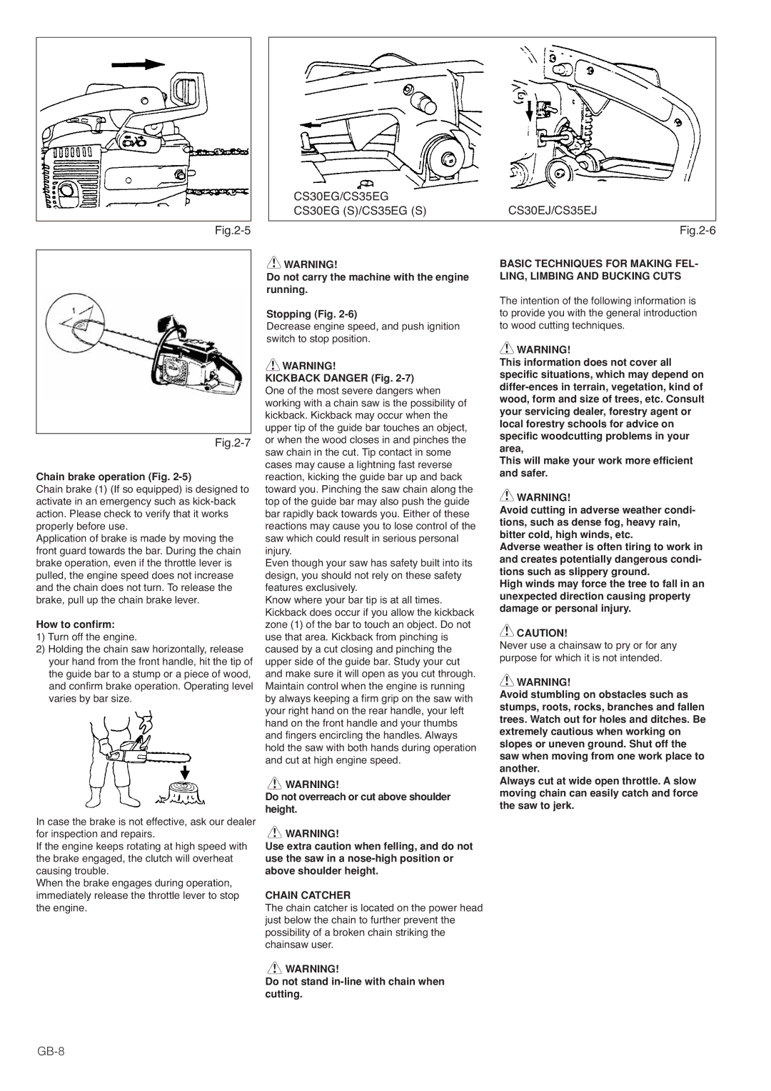 Hitachi CS30EG (S), CS35EG (S), CS35EJ, CS30EJ manual GB-8, Chain Catcher 