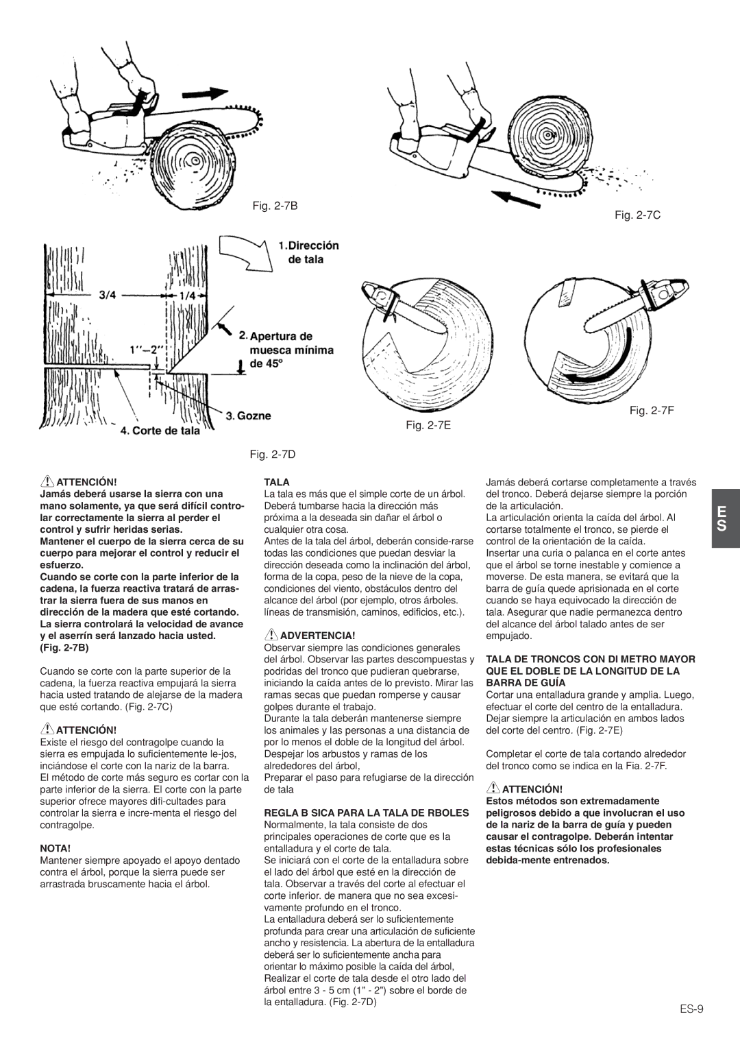 Hitachi CS35EG (S), CS35EJ, CS30EG (S), CS30EJ manual ES-9, Tala, Advertencia 