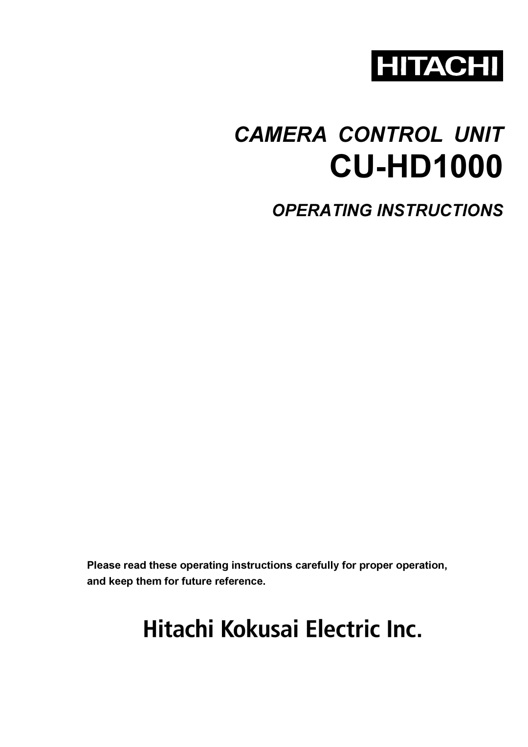 Hitachi CU-HD1000 operating instructions 
