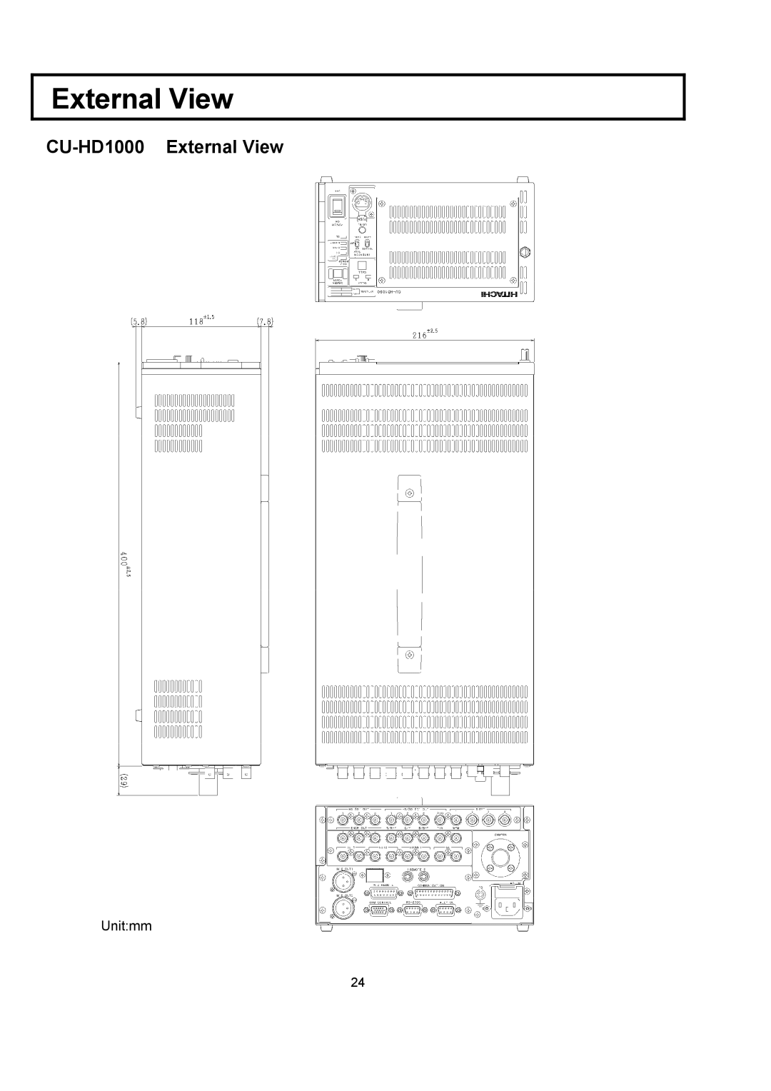 Hitachi CU-HD1000 operating instructions External View 