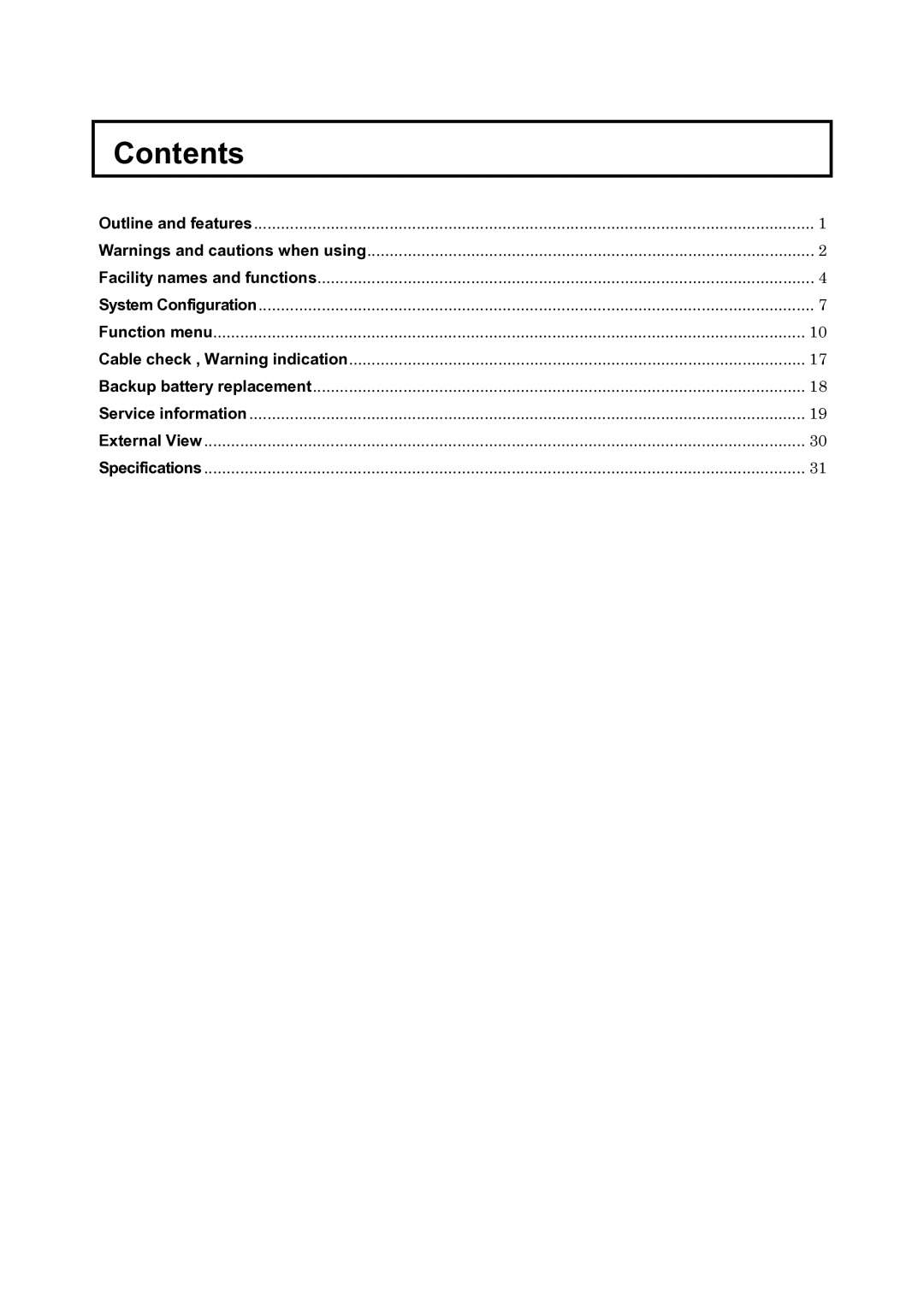 Hitachi CU-HD1500 operating instructions Contents 