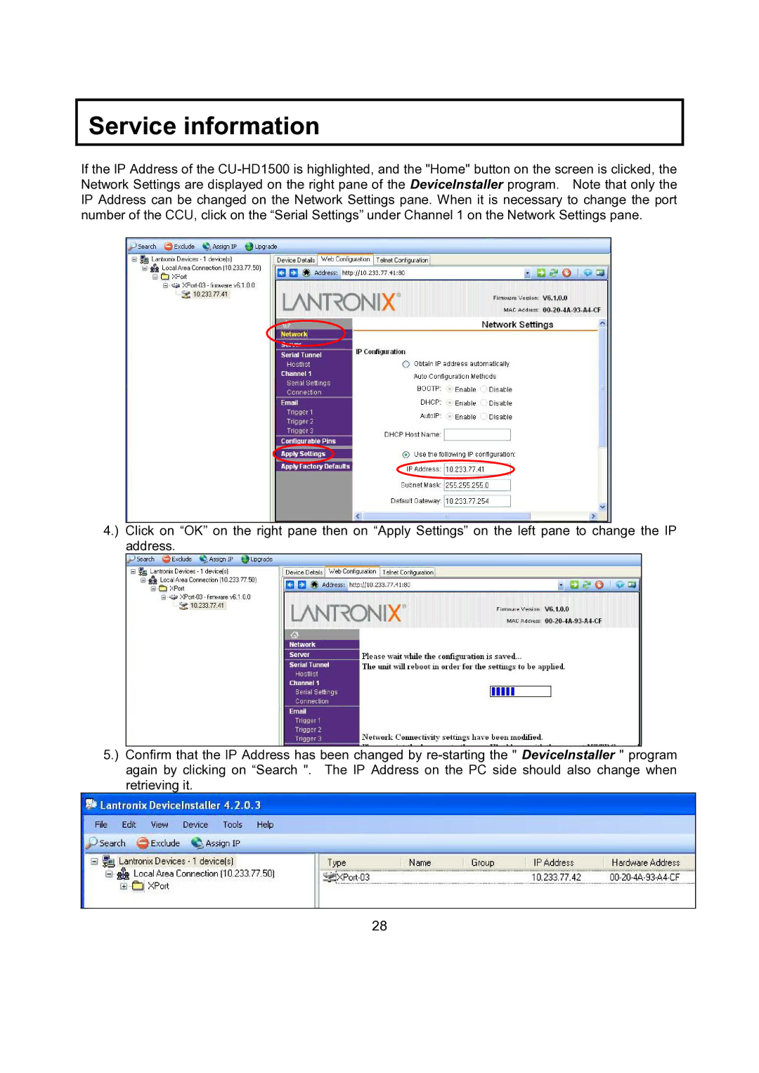 Hitachi CU-HD1500 operating instructions Service information 