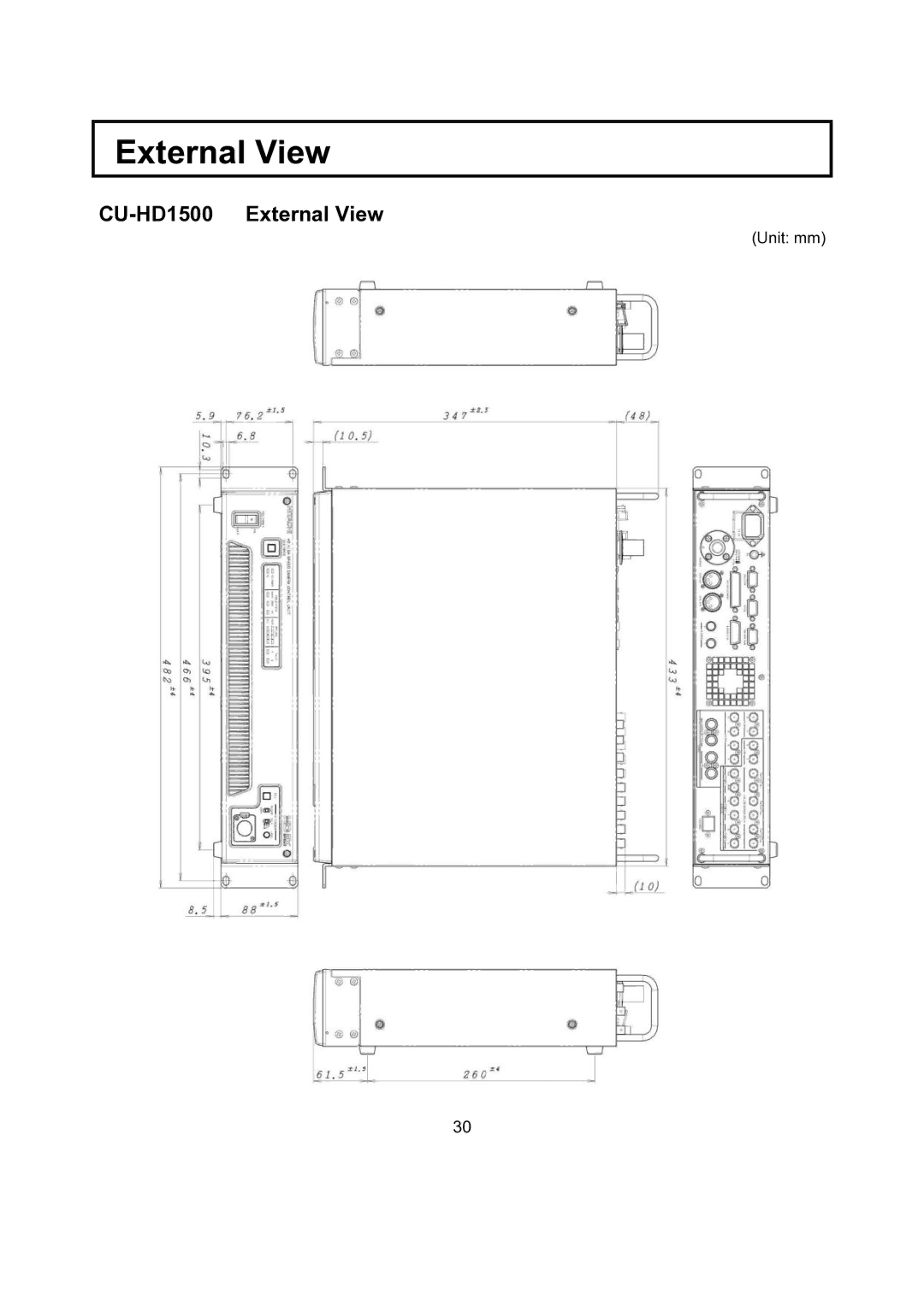 Hitachi CU-HD1500 operating instructions External View 