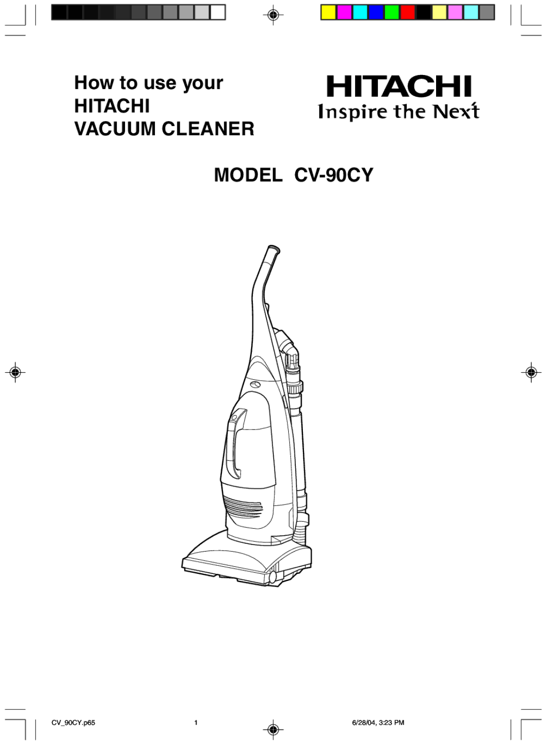 Hitachi manual Hitachi Vacuum Cleaner Model CV-90CY 