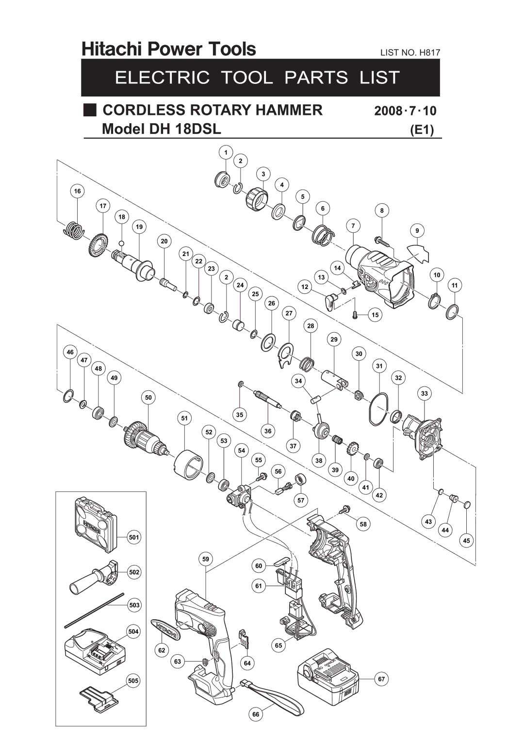 Hitachi DH 18DSL manual Cordless Rotary Hammer 