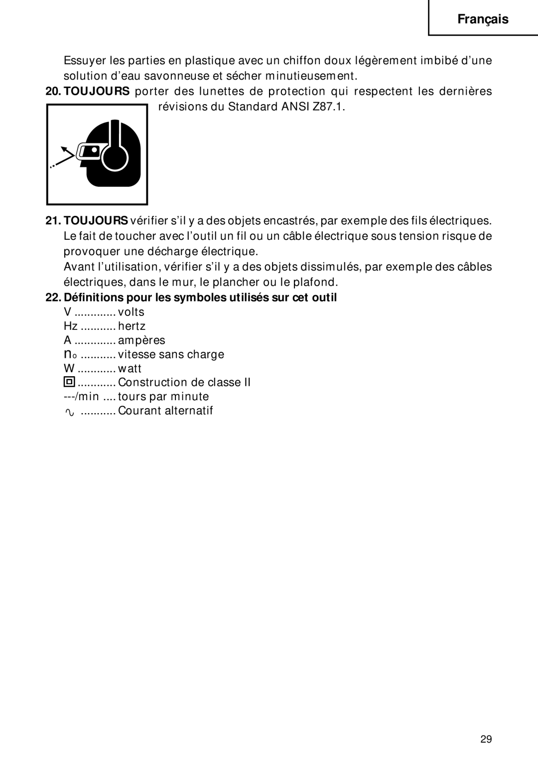 Hitachi DH 22PB instruction manual 22. Définitions pour les symboles utilisés sur cet outil 