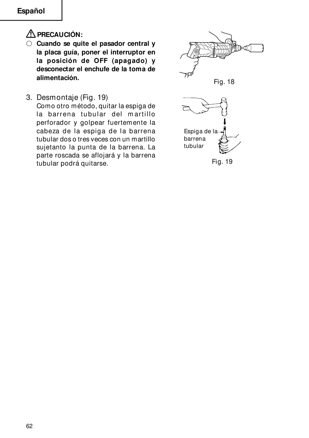 Hitachi DH 22PB instruction manual Desmontaje Fig 