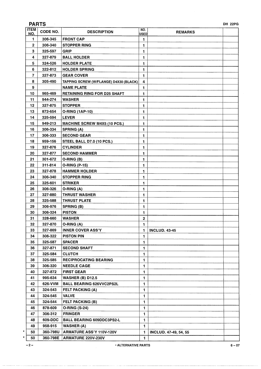 Hitachi DH 22PG manual 