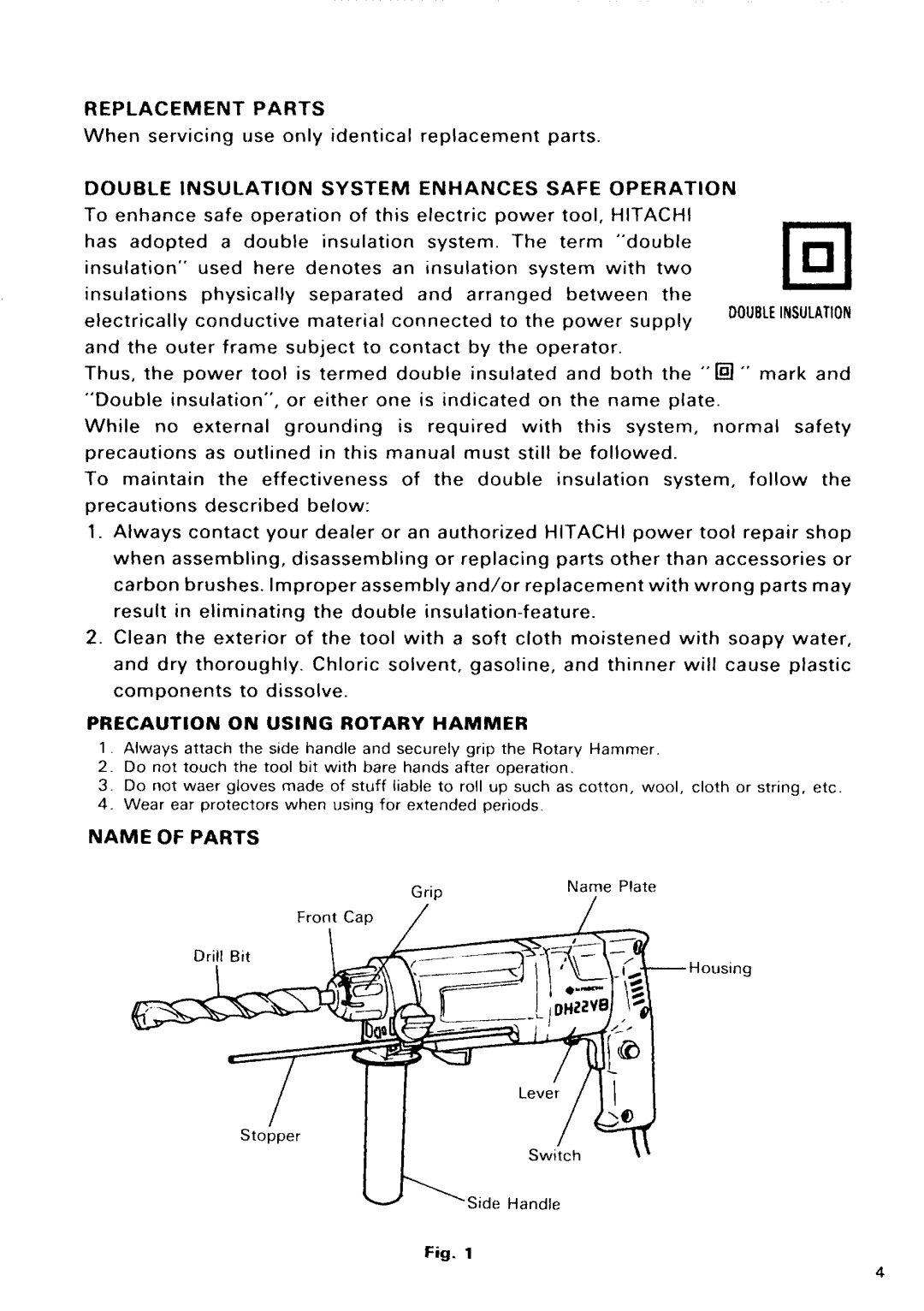 Hitachi DH 22VB manual 