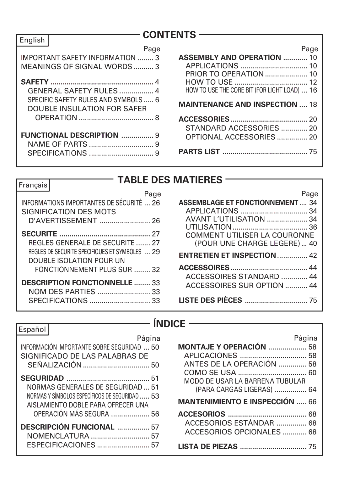 Hitachi DH 24 PF instruction manual Contents 