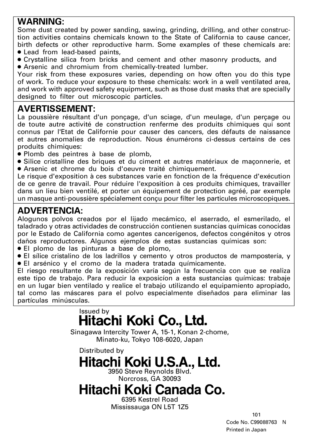 Hitachi DH 24PC instruction manual Hitachi Koki Canada Co 