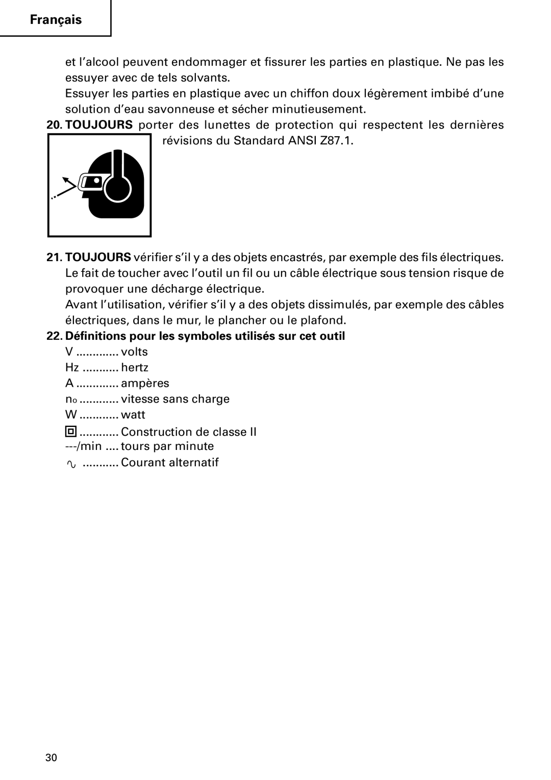 Hitachi DH 24PC2 instruction manual 22. Définitions pour les symboles utilisés sur cet outil 