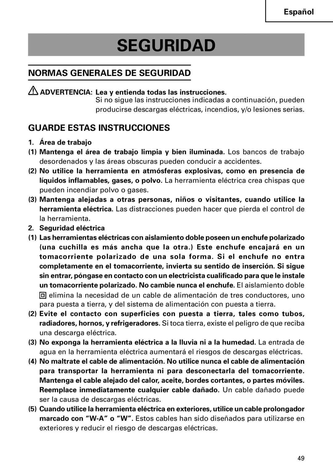 Hitachi DH 24PC2 instruction manual Normas Generales DE Seguridad, Guarde Estas Instrucciones 