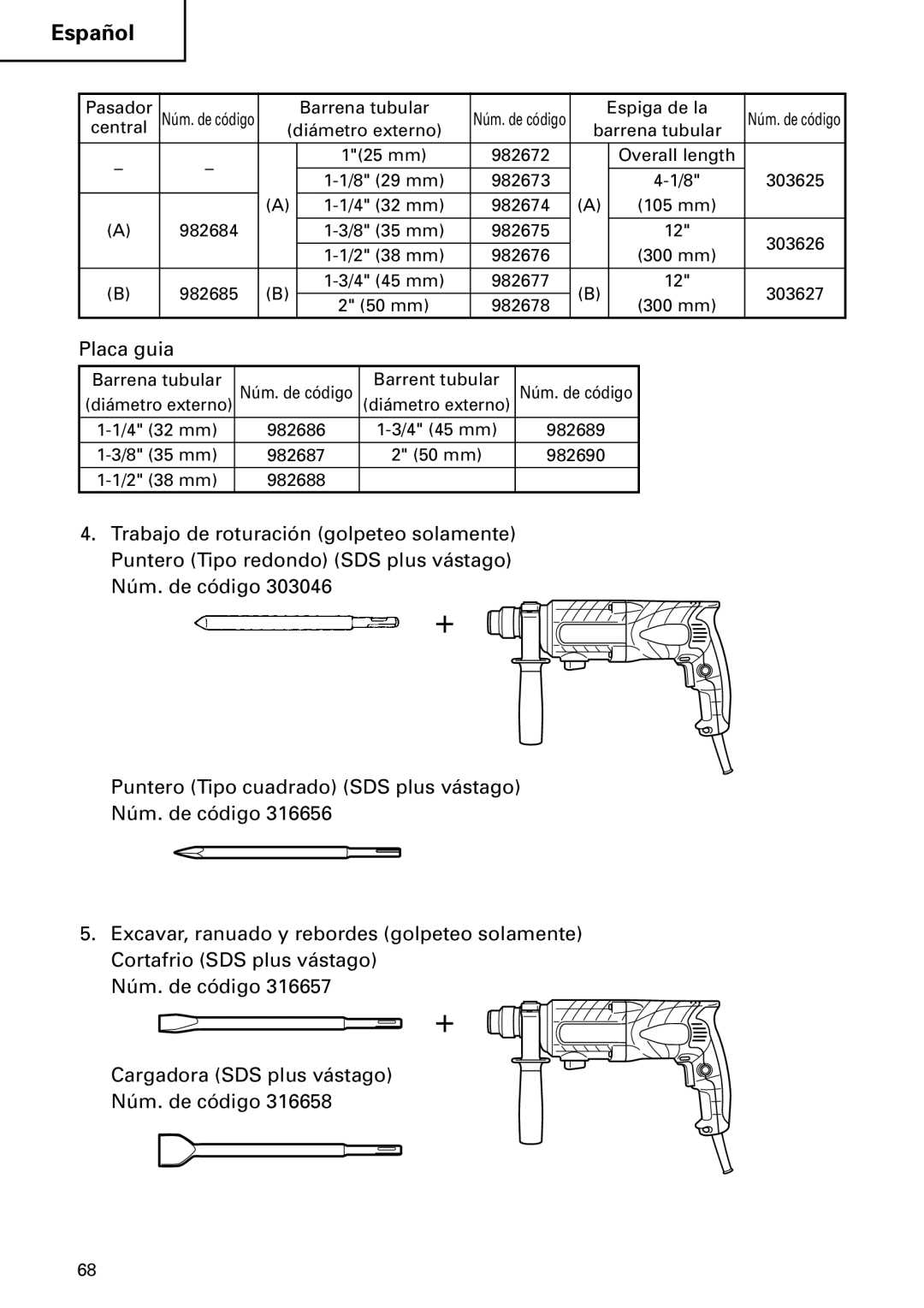 Hitachi DH 24PC2 instruction manual Placa guia 