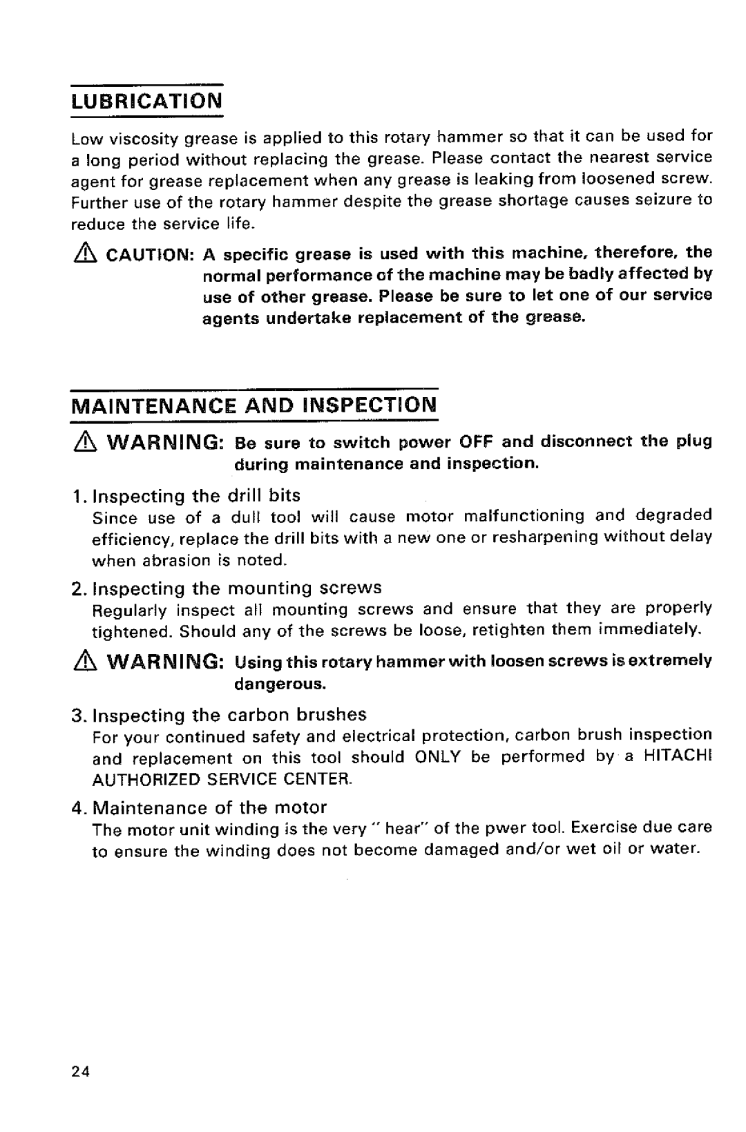 Hitachi DH 24VD manual 