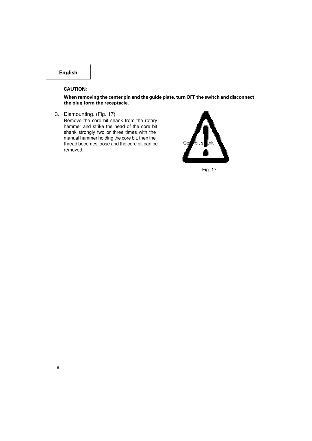 Hitachi DH 25PB instruction manual Dismounting. Fig 