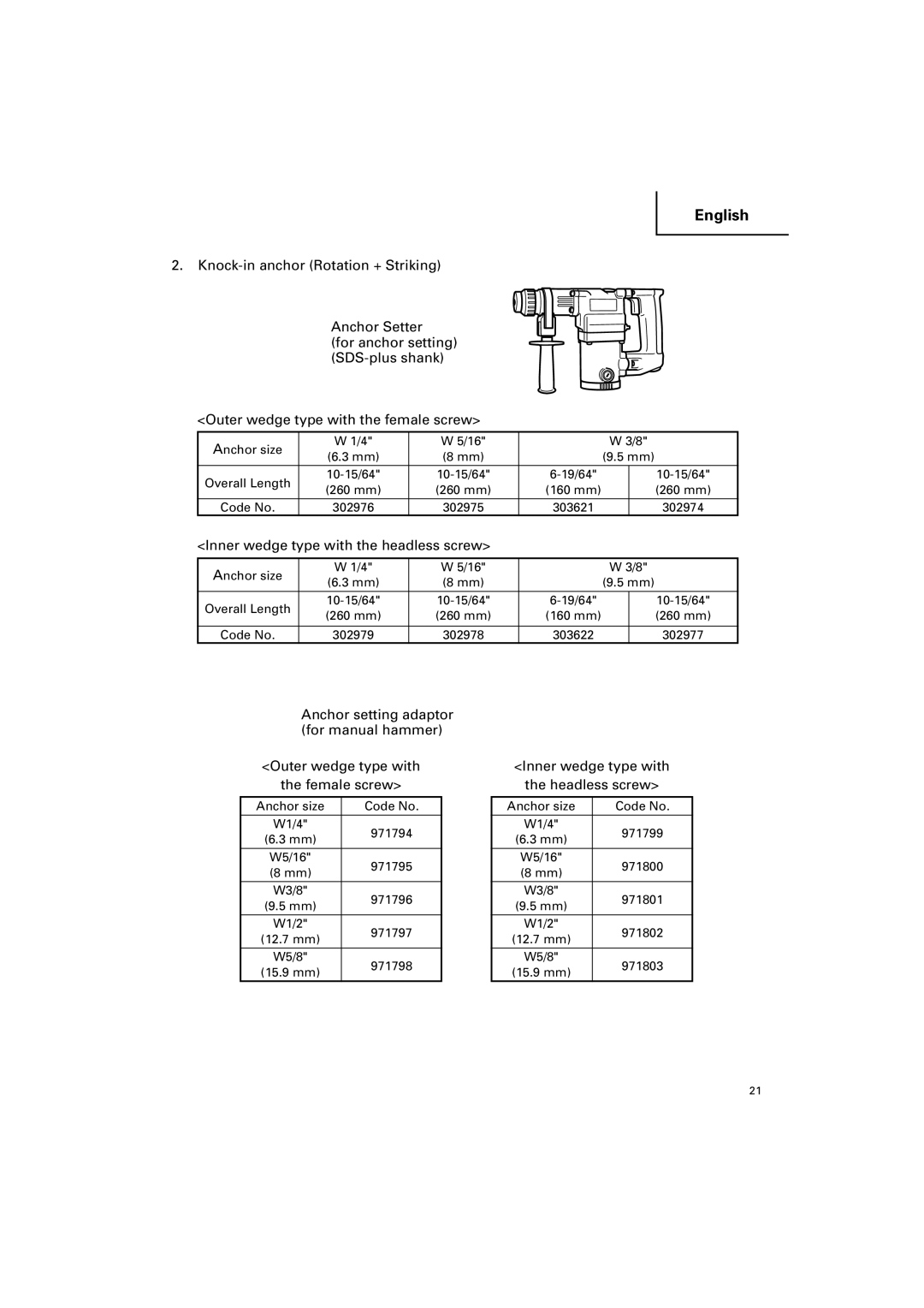 Hitachi DH 25PB instruction manual Inner wedge type with the headless screw 