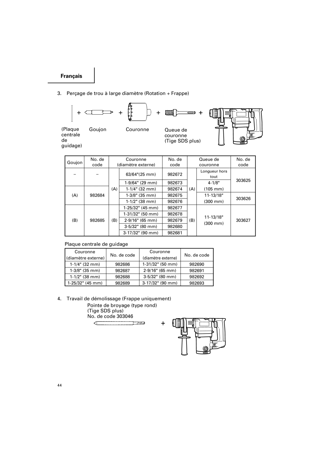 Hitachi DH 25PB instruction manual Plaque centrale de guidage 