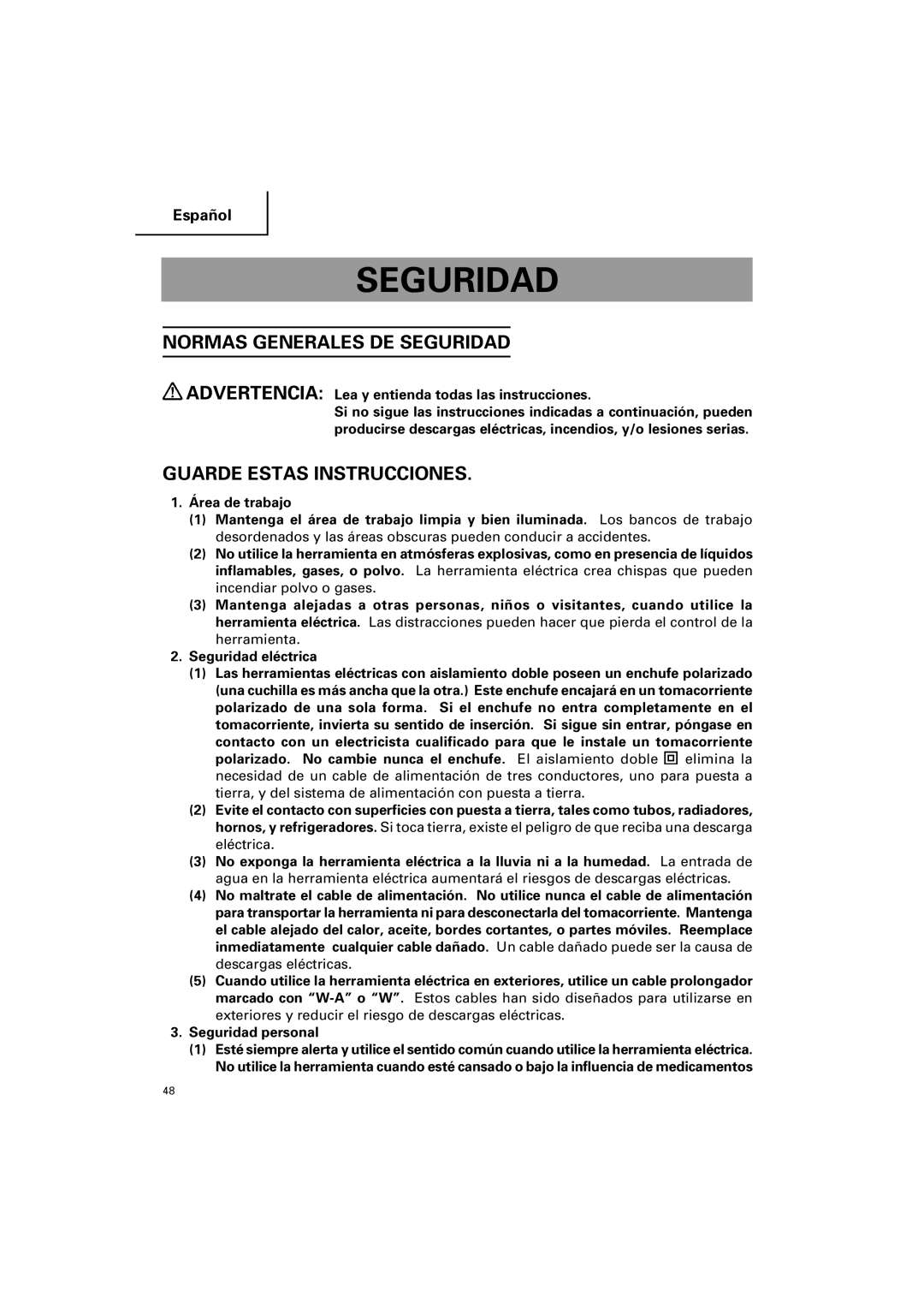 Hitachi DH 25PB instruction manual Normas Generales DE Seguridad, Guarde Estas Instrucciones 