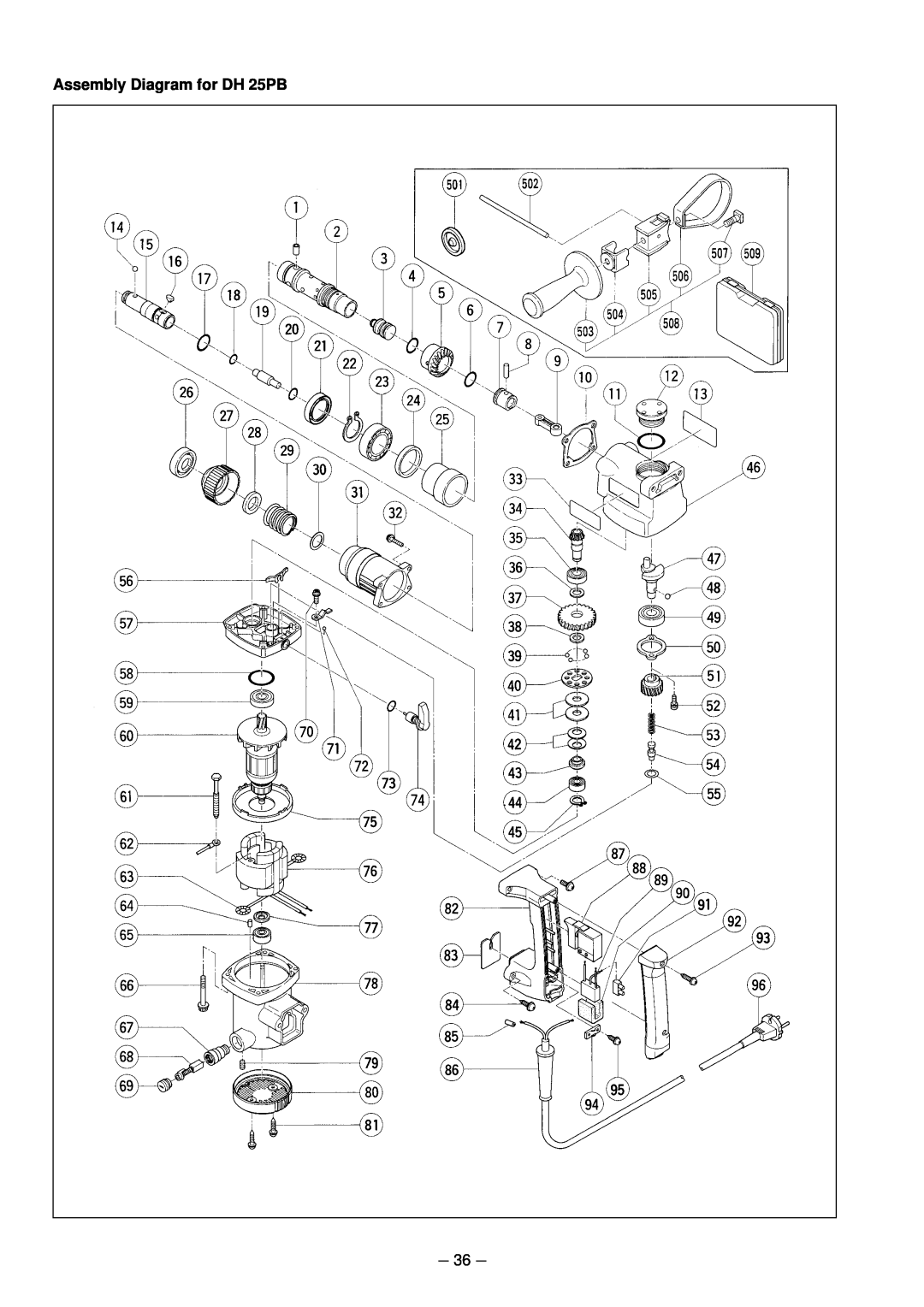 Hitachi manual Assembly Diagram for DH 25PB 
