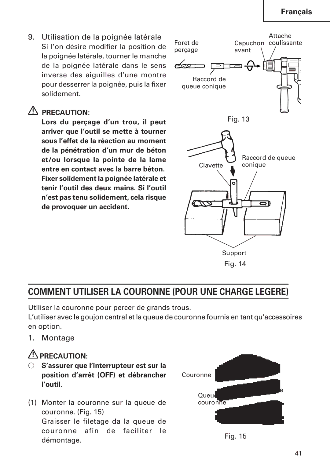 Hitachi DH 30PC, DH 30PB instruction manual Utilisation de la poignée latérale, Montage 