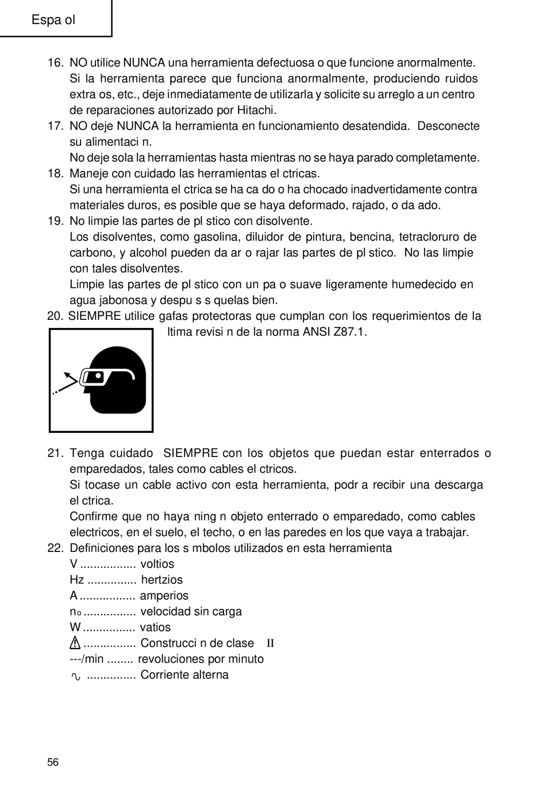 Hitachi DH 30PB, DH 30PC instruction manual Maneje con cuidado las herramientas eléctricas 