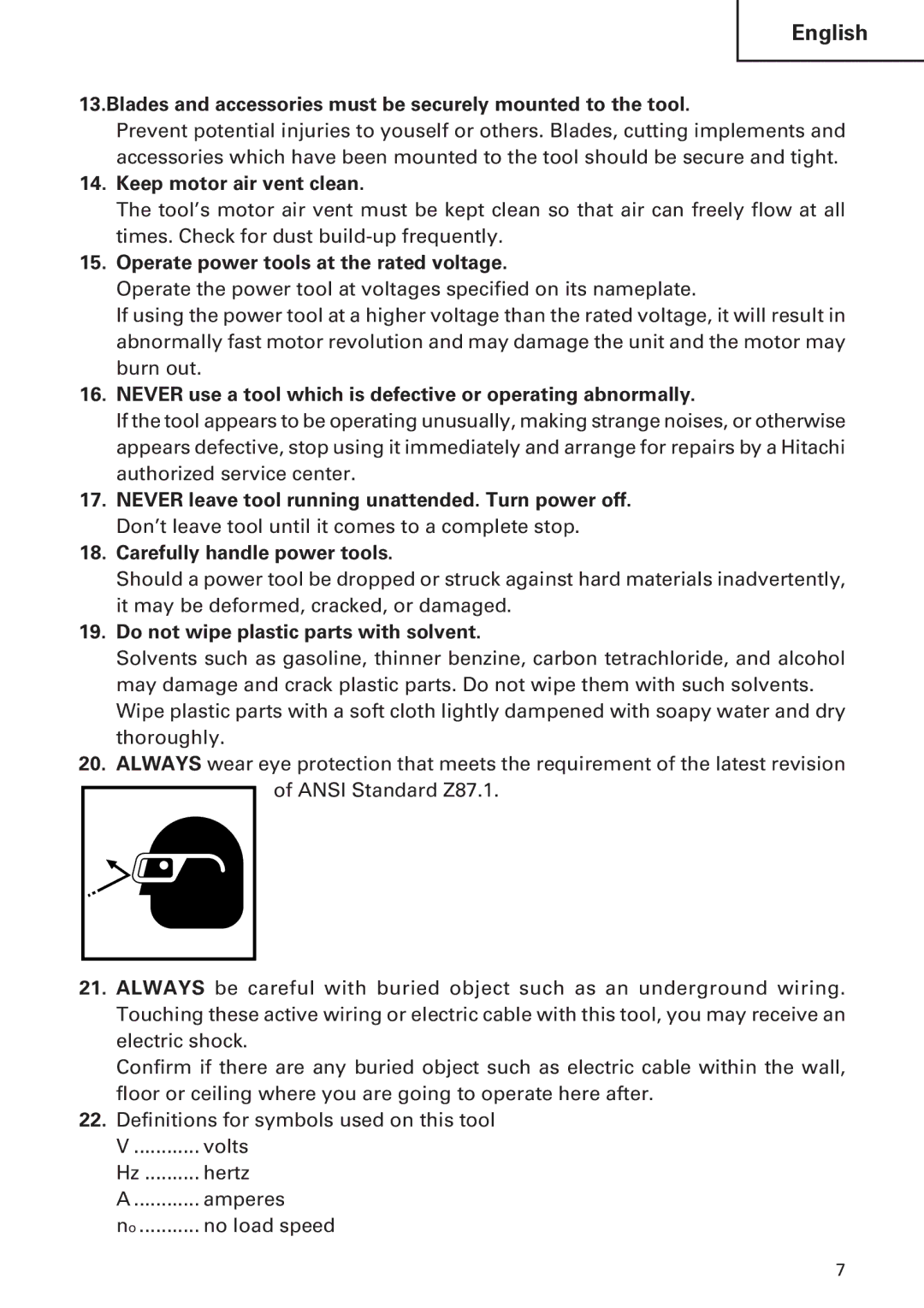 Hitachi DH 30PC, DH 30PB instruction manual Blades and accessories must be securely mounted to the tool 