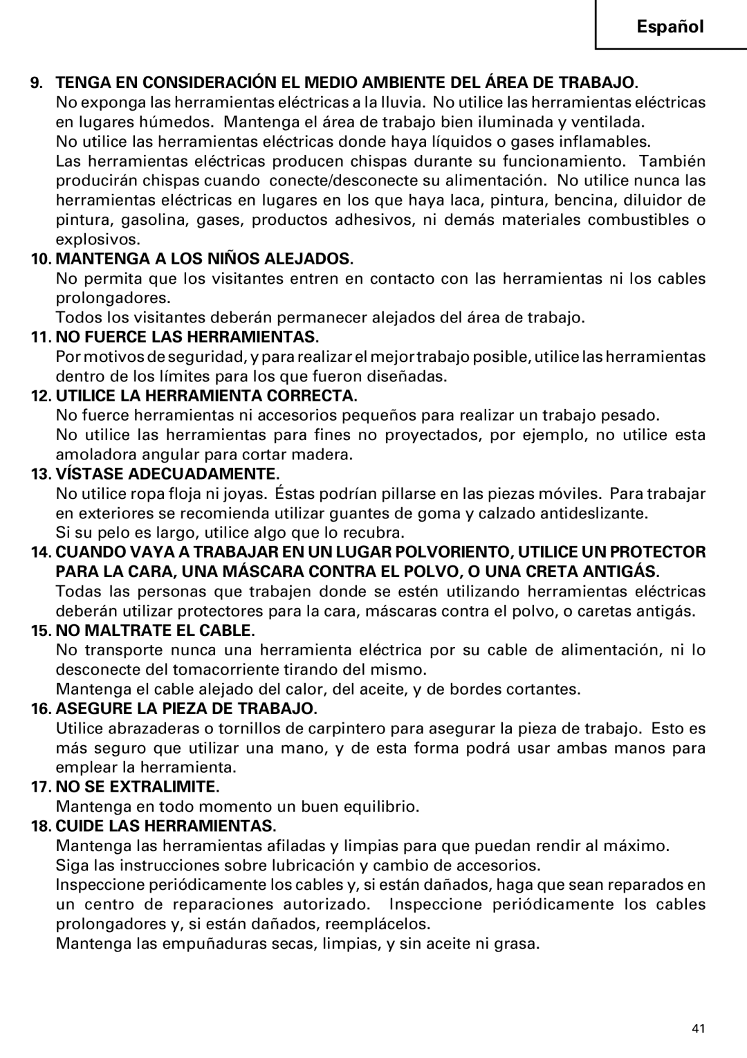 Hitachi DH 38YE Mantenga a LOS Niños Alejados, No Fuerce LAS Herramientas, Utilice LA Herramienta Correcta 