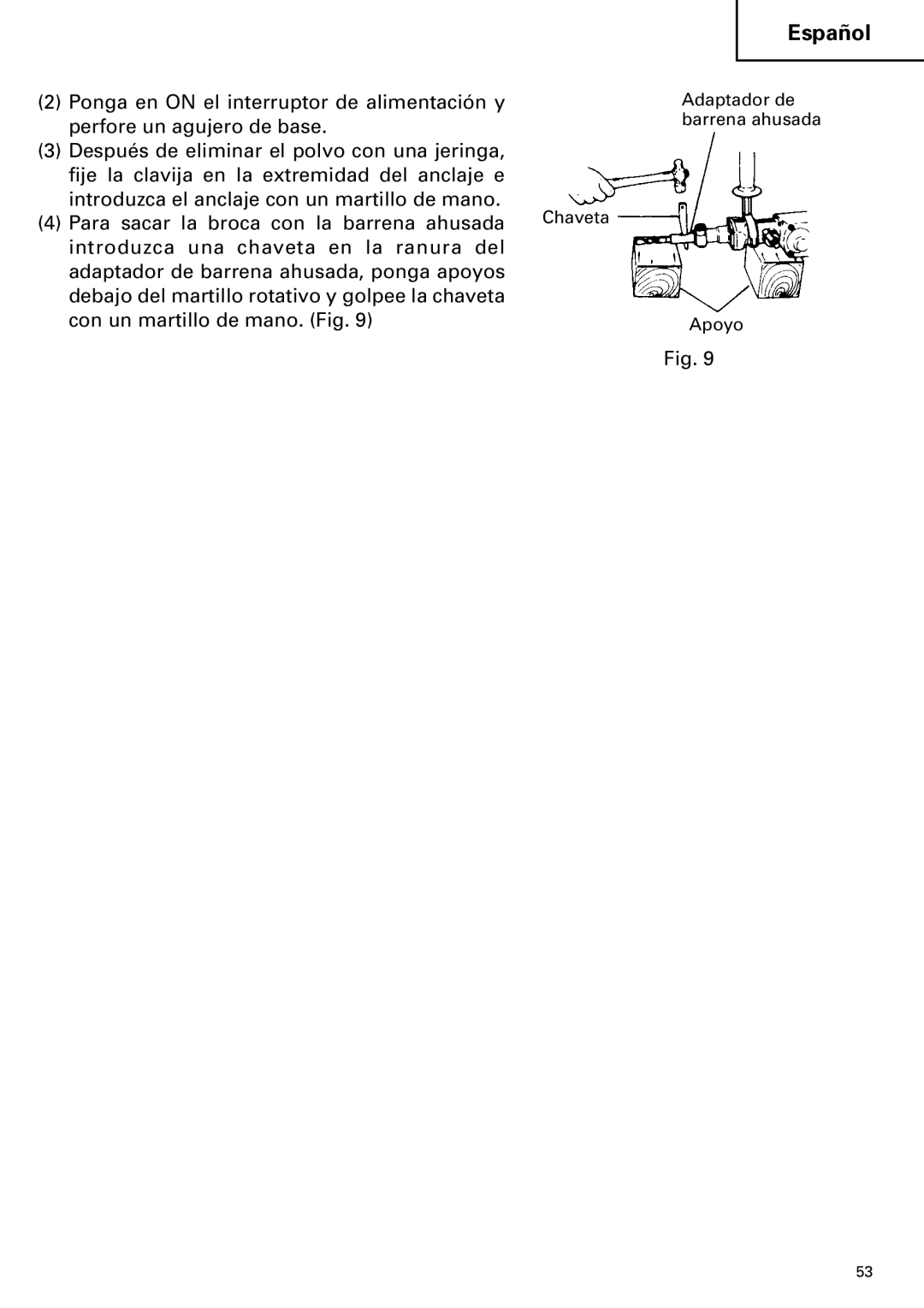 Hitachi DH 38YE instruction manual Ponga en on el interruptor de alimentación y 